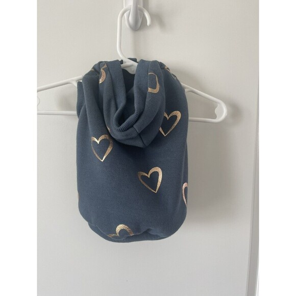 Top Paw Blue gold heart Hoodie Dog Clothes Puppy Kitten Pet XS - Picture 2 of 4